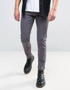 Mennace Slim Fit Cropped Jeans With Raw Hem In Gray - Gray