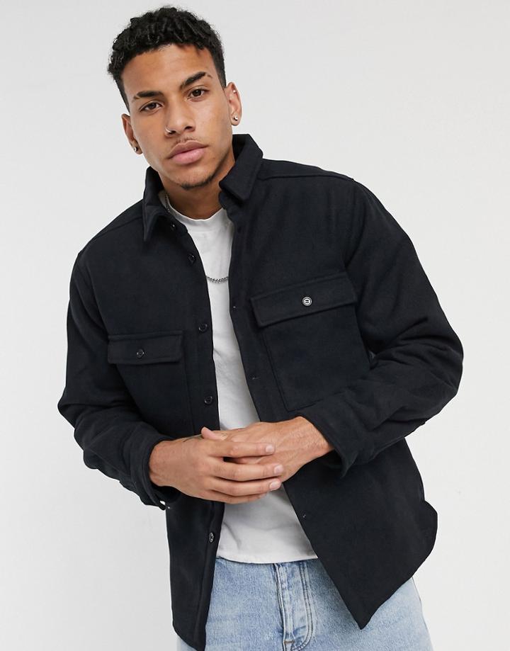 New Look Quilted Over Shirt In Navy