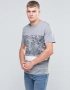 Jack & Jones Crew Neck T-shirt With Floral Print Panel - Black