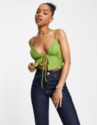 Pull & Bear Cropped Top In Green