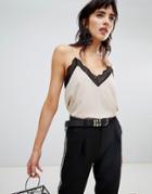 Stradivarius Lace Trim Camisole - Beige