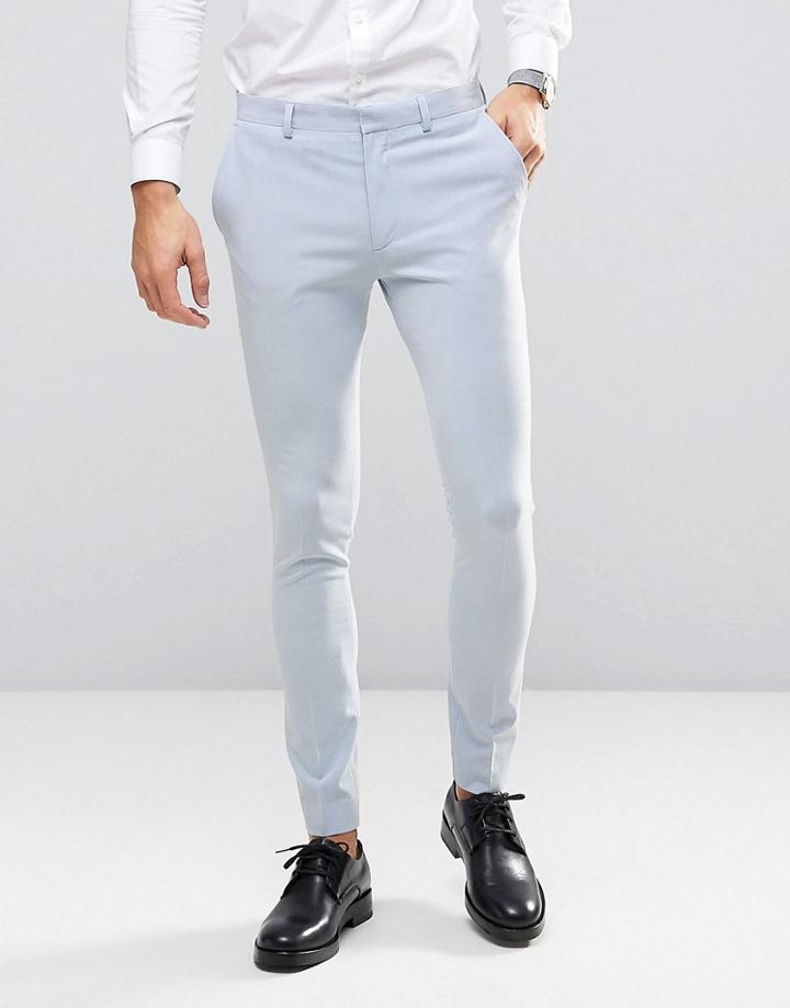 Asos Wedding Super Skinny Suit Pants In Soft Blue - Blue
