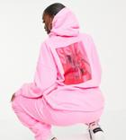 Asyou Branded Set Hoodie With Graphic In Neon Pink