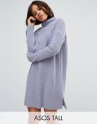 Asos Tall Swing Dress In Rib Knit With Top Pocket - White