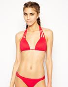 Baku Multi String Padded Triangle Bikini Top - Fire Red