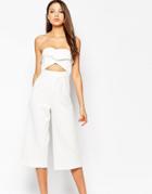 Asos Tall Premium Occasion Bandeau Jumpsuit - White