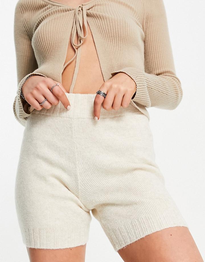 Topshop Knit Micro Shorts In Camel - Part Of A Set-neutral