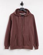 Soul Star Full Zip Hoodie In Deep Taupe-brown