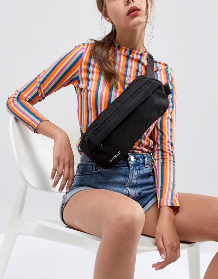Spiral Black Cross Body Fanny Pack - Black