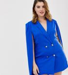 Unique21 Hero Tailored Cape Dress With Gold Buttons - Blue