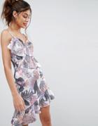 Asos Tropical Ruffle Cami Pephem Mini Dress - Multi