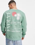 Topman Evolve Print Sweatshirt In Sage - Part Of A Set-green
