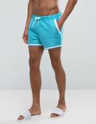 Asos Swim Shorts With Contrast Binding In Super Short Length - Blue