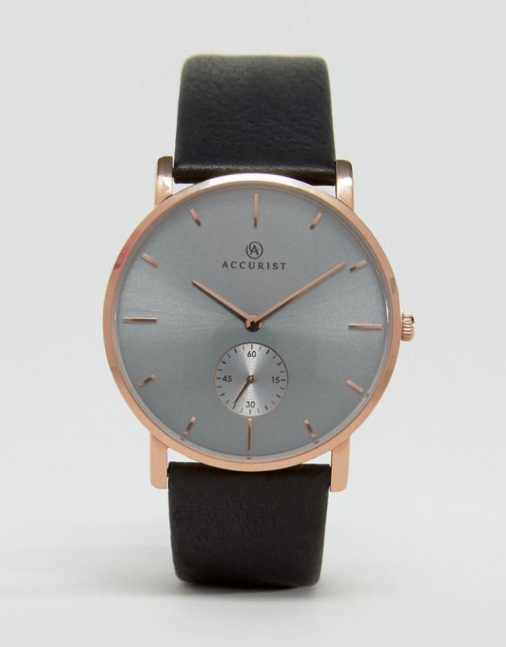 Accurist Leather Watch In Black - Black
