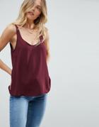 Asos Longline Tank With Scoop Neck - Red