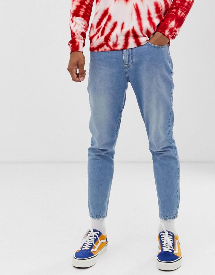 Brooklyn Supply Co Cropped Slim Fit Jeans In Light Blue Wash - Blue