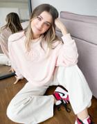 Nike Cropped Sweatshirt In Baby Pink With Chest Print Logo