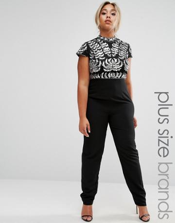 Lovedrobe Luxe Embellished Bodice Jumpsuit - Black
