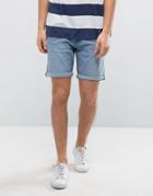 Selected Homme Denim Shorts With Rolled Hem And Stretch - Blue