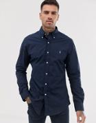 Polo Ralph Lauren Player Logo Slim Fit Poplin Shirt In Navy