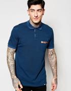 Pretty Green Polo Shirt With Paisley Trim In Blue - Blue