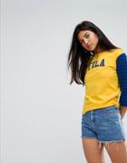 Fila Raglan 3/4 Sleeve T-shirt With Contrast Sleeves - Yellow