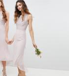 Tfnc Lace Up Back Midi Bridesmaid Dress - Brown