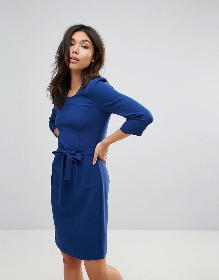 Ichi Waist Tie Dress - Blue
