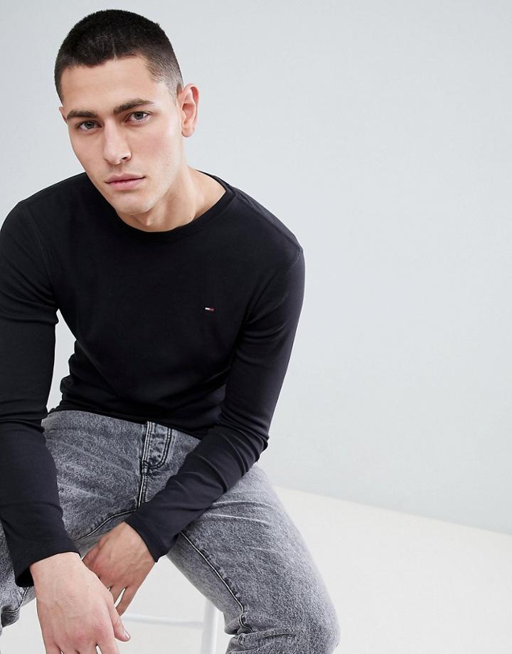 Tommy Jeans Long Sleeve T-shirt In Black - Black