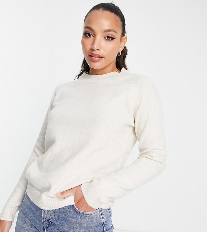 Vero Moda Tall Round Neck Sweater In Cream-white