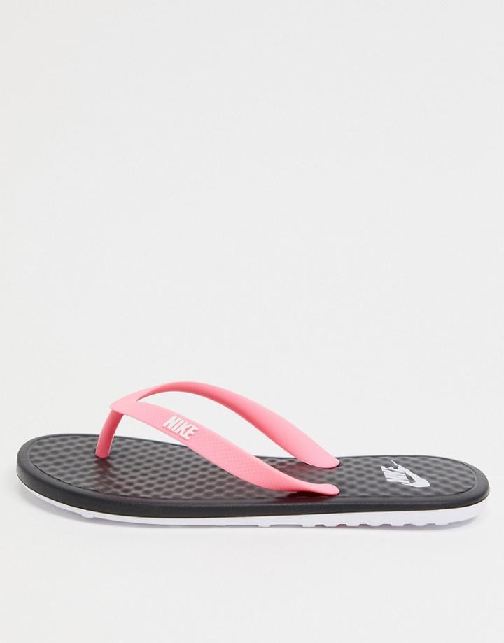 Nike On Deck Flip Flops In Black/sunset Pulse