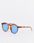 Aj Morgan Pause Round Sunglasses In Tort-brown