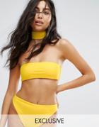 Missguided Bandeau Bikini With Removable Choker - Yellow