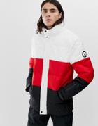 Hiit Ski Puffer Jacket With Panels In Red - Red