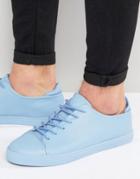 Asos Lace Up Sneakers In Pastel Blue Block - Blue
