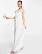 Little Mistress Bridal Lace Detail Maxi Dress In Ivory-white