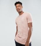 Asos Tall Longline T-shirt With Curved Hem In Towelling In Nude - Beige