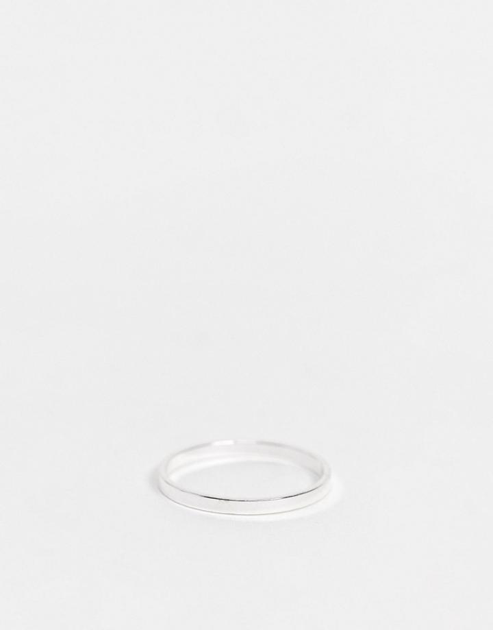 Asos Design Slim Band Ring In Silver Tone