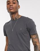 Allsaints Tonic Crew T-shirt In Washed Black-red