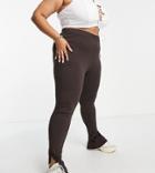 Asos Design Curve Side Split Hem Legging In Chocolate Brown