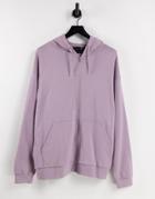 Asos Design Organic Blend Oversized Zip Up Hoodie In Washed Purple