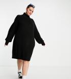 Noisy May Curve High Neck Knitted Dress In Black