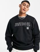 Nike Just Do It Crew Neck Fleece Sweatshirt In Black