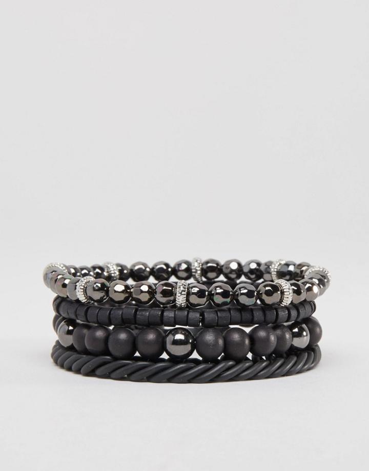 Icon Brand Beaded Bracelet Pack In Black - Black