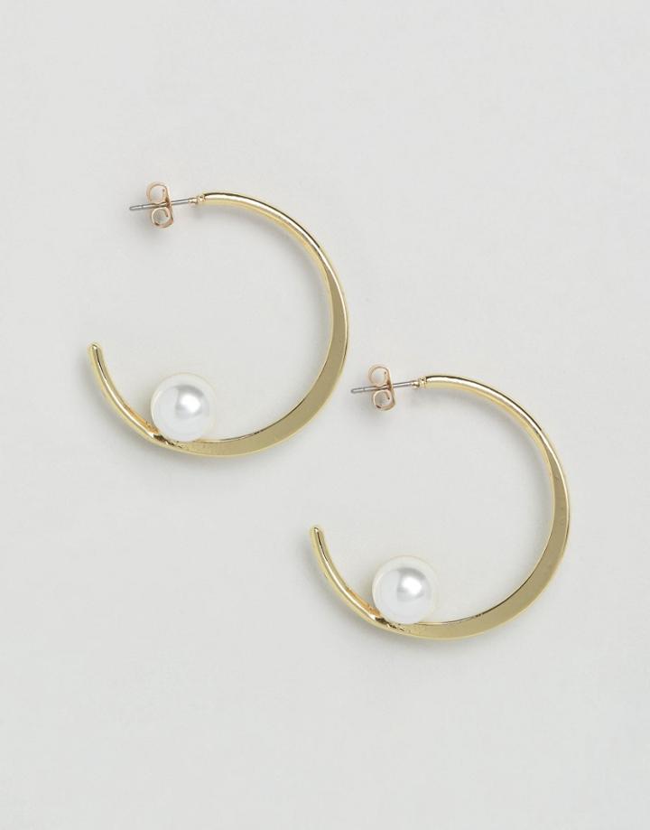 Monki Hoop Pearl Earrings - Gold