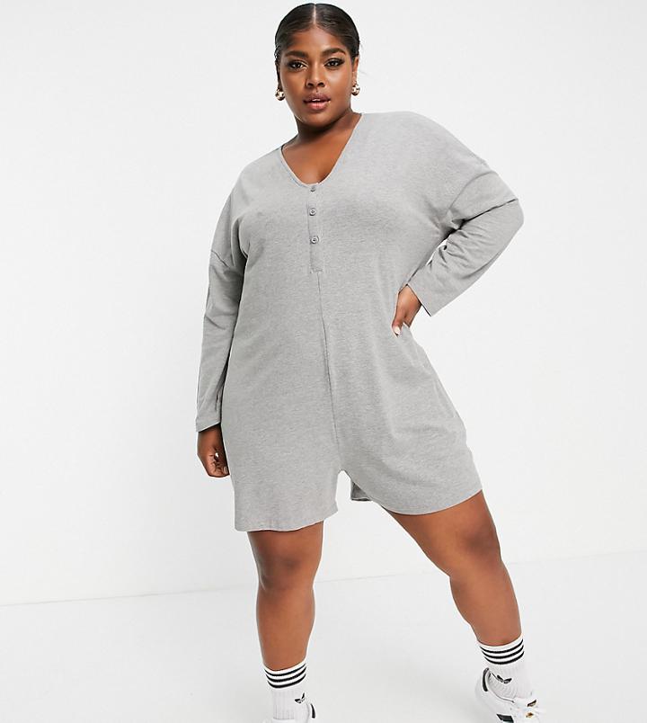 Noisy May Curve Exclusive Oversized Romper In Gray-grey