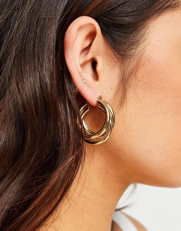 Topshop Chunky Triple Hoop Earrings In Gold