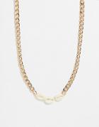 Topshop Shell And Chain Necklace In Gold