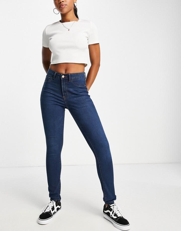 Jdy High Waist Skinny Jeans In Dark Blue