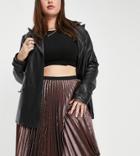 Closet London Plus Pleated Midi Skirt In Metallic Rose Gold-copper